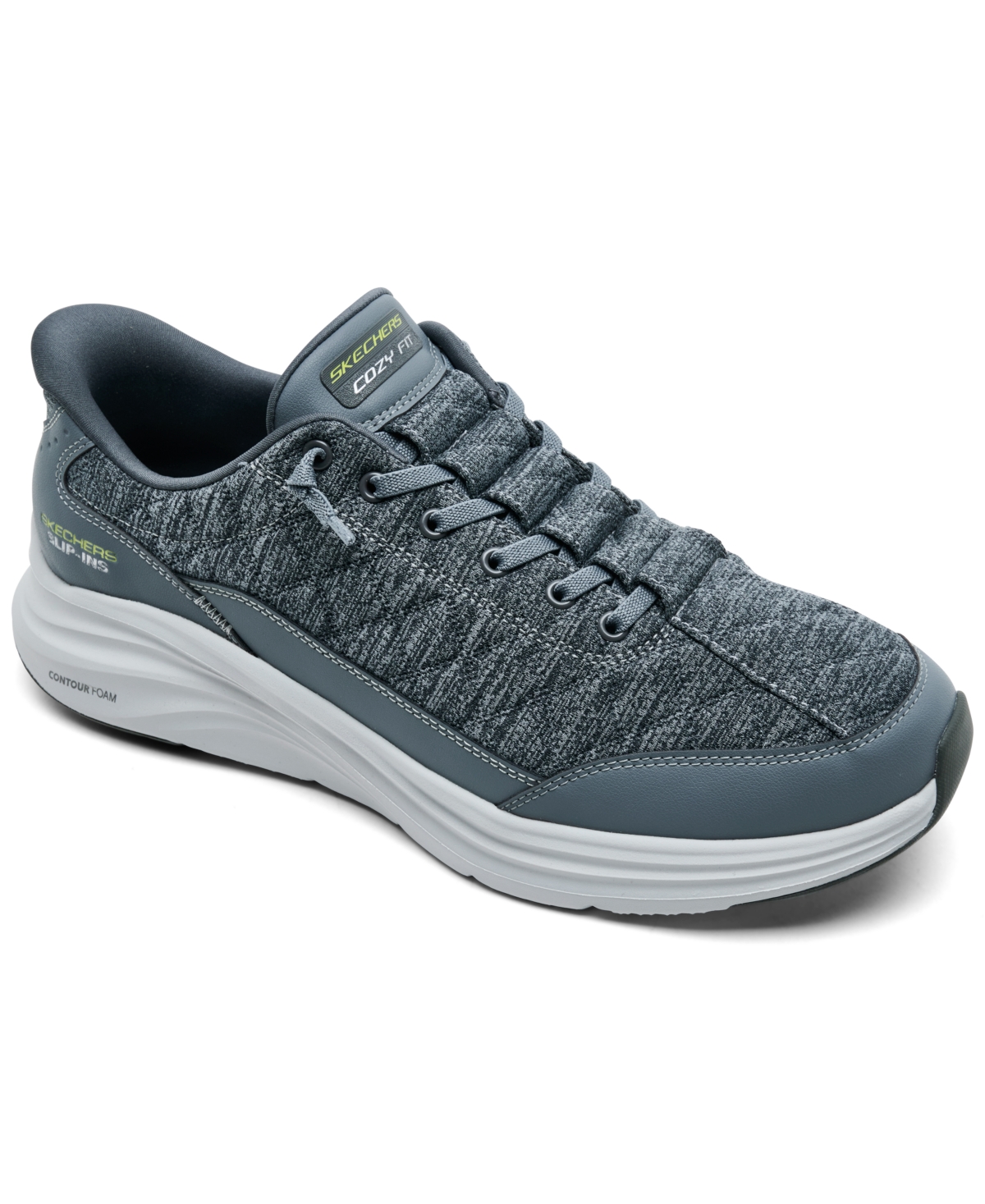 Skechers Men's Slip-ins: Contour Foam - Cozy Fit Copost Sneaker | Size 14.0 | Slate | Vegan | Machine Washable