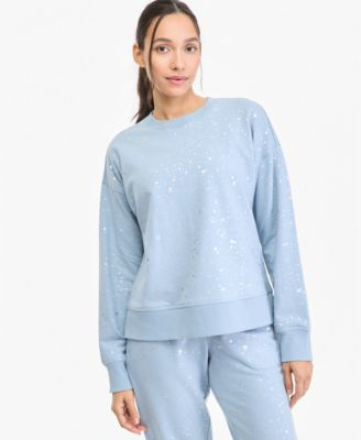Women's Crewneck Long-Sleeve Splatter-Print Sweatshirt