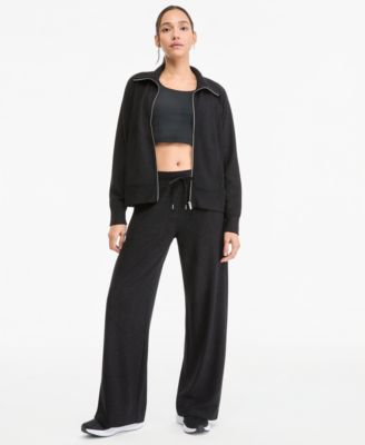 Women's Shine Wide-Leg Ottoman-Rib Pants