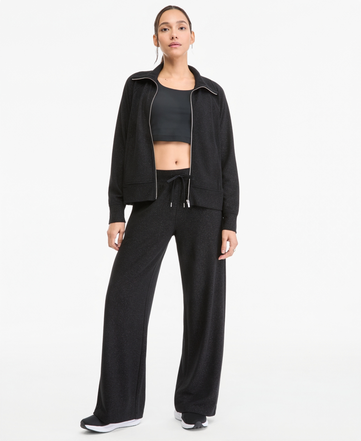 Id Ideology Women's Shine Wide-Leg Ottoman-Rib Pants, Macy's Exclusive