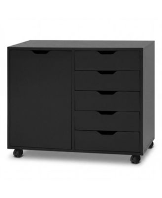 5-Drawer Mobile Storage Cabinet on Wheels with Adjustable Shelf and Door Cabinet