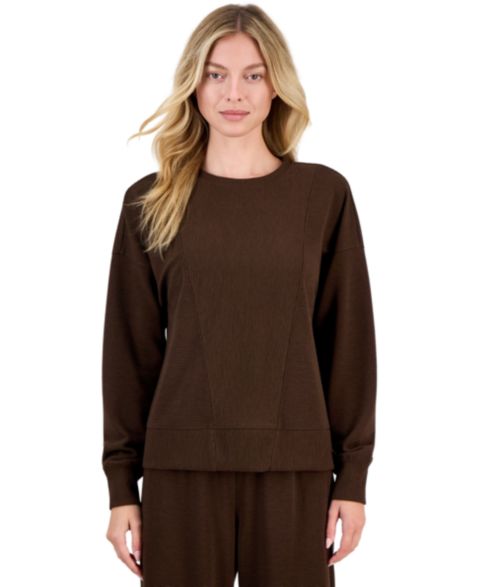Женский свитшот ID Ideology Ribbed Knit Crewneck, цвет: Кофейный