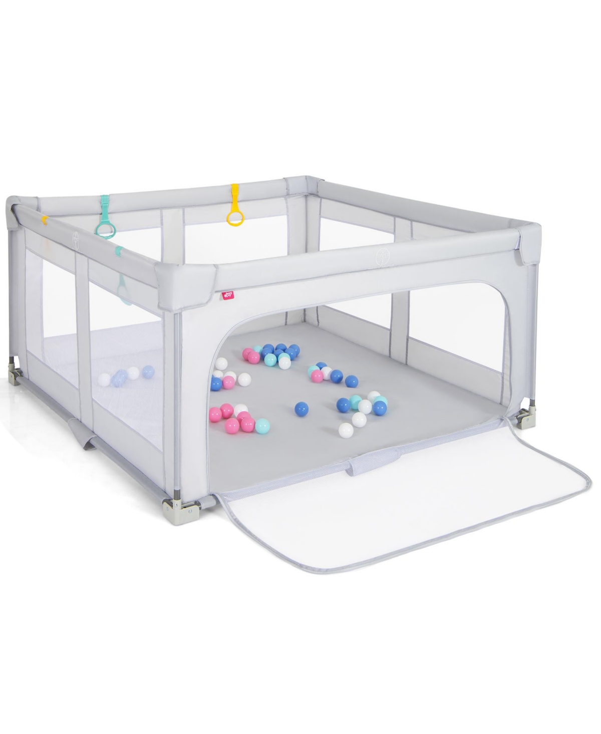 Foldable Baby Safety Play Yard with Secure Zipper Gate for Toddlers