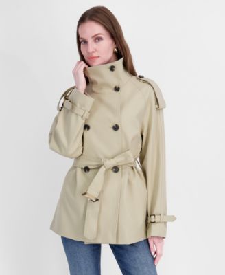 Women's Funnel-Neck Belted Trench Coat