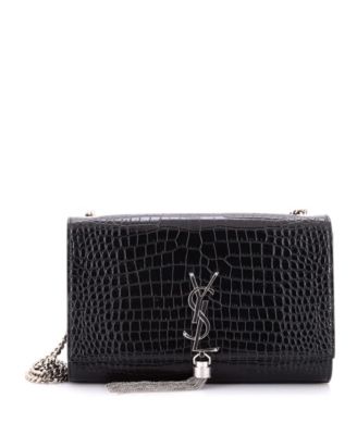 Medium Classic Monogram Tassel Crossbody Bag Embossed Leather