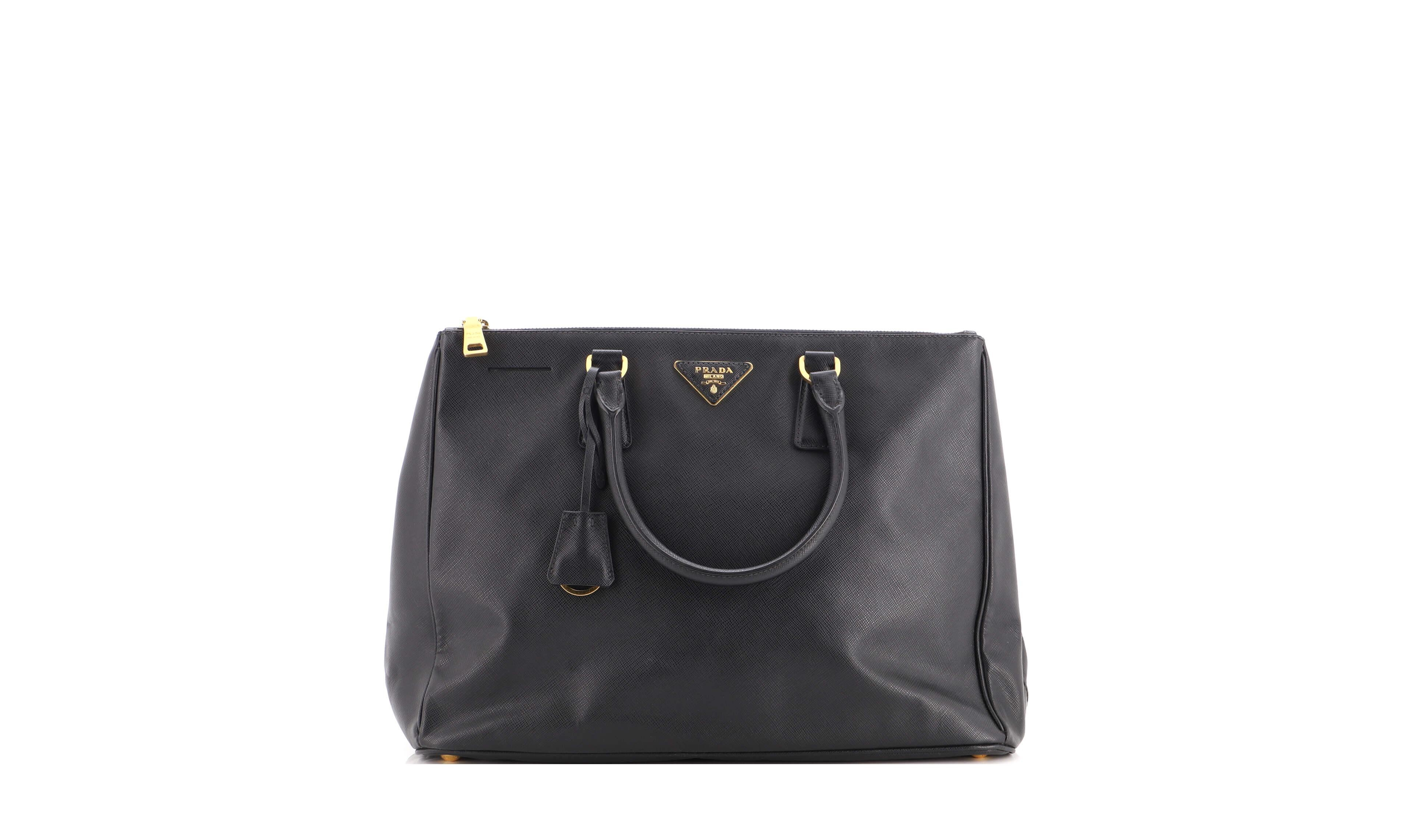 Pre-Owned Prada Large Double Zip Lux Tote Saffiano Leather
