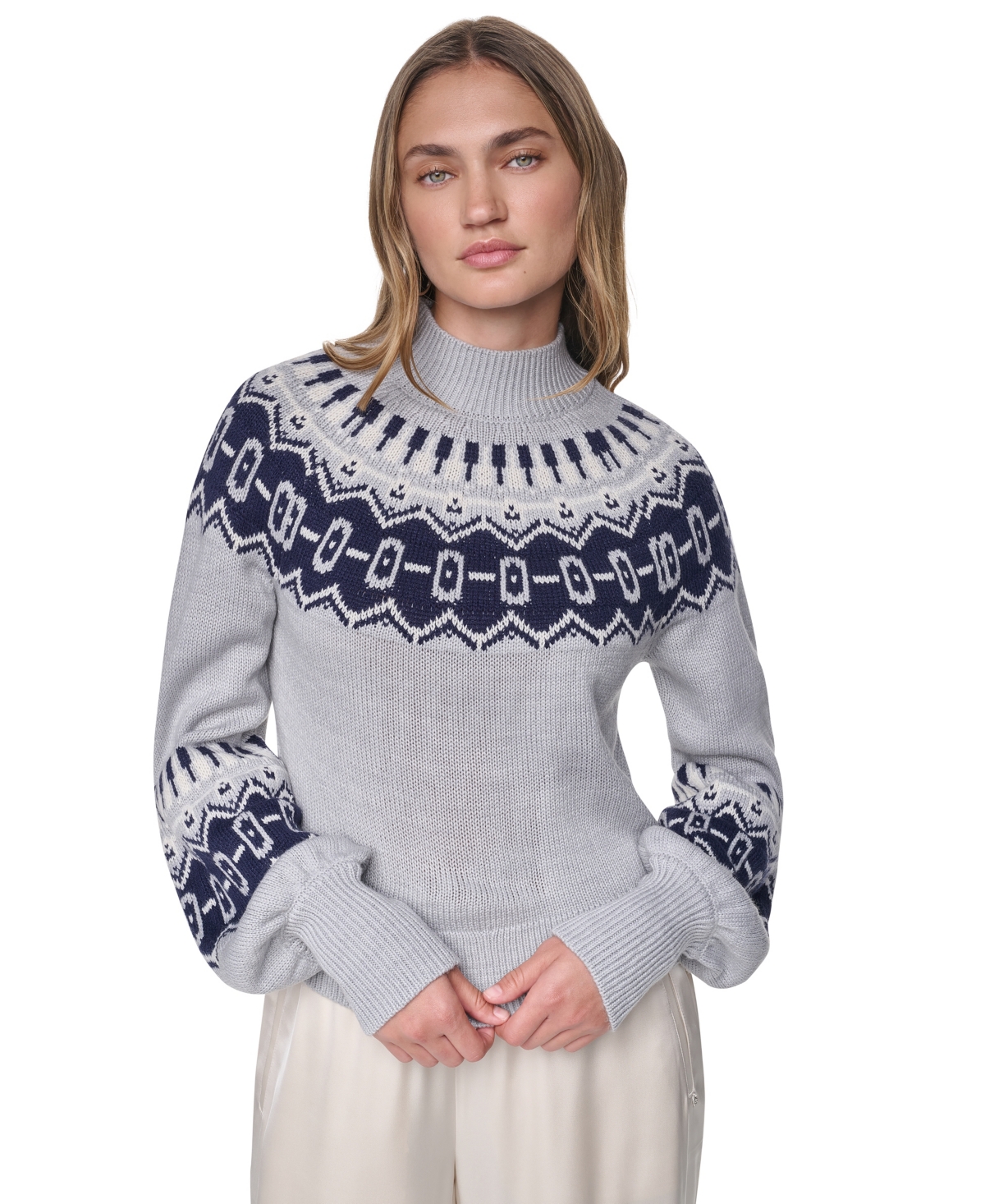 Dkny Jeans Women's Fair Isle Mock Neck Sweater