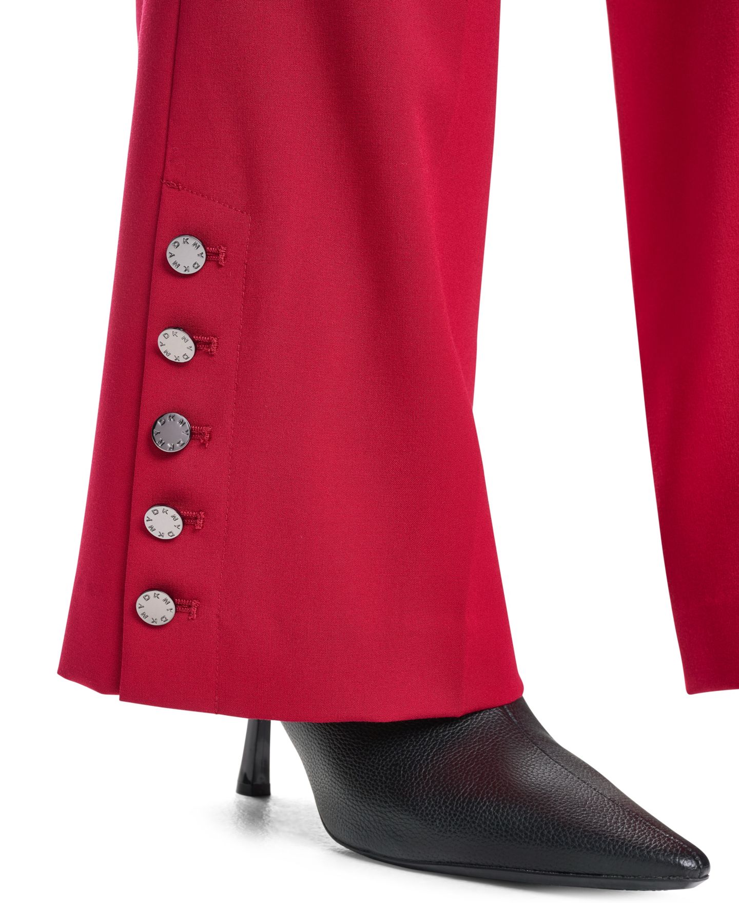 Женские брюки DKNY Petite High-Rise Wide-Leg Flat-Front Suit, цвет: Клюквенный — фото 4