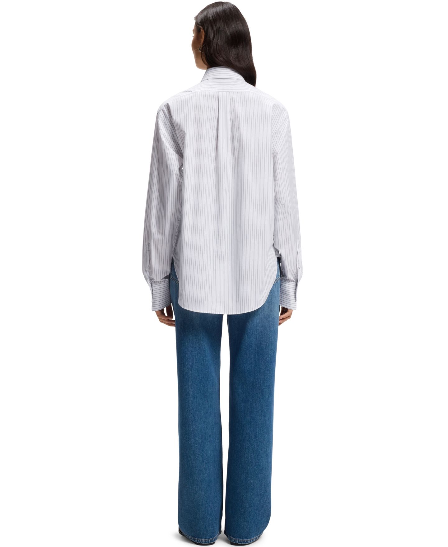 Женская блузка Hugo Boss BOSS by Relaxed-Fit Vertical-Stripe Poplin, цвет: Фиолетовый — фото 3