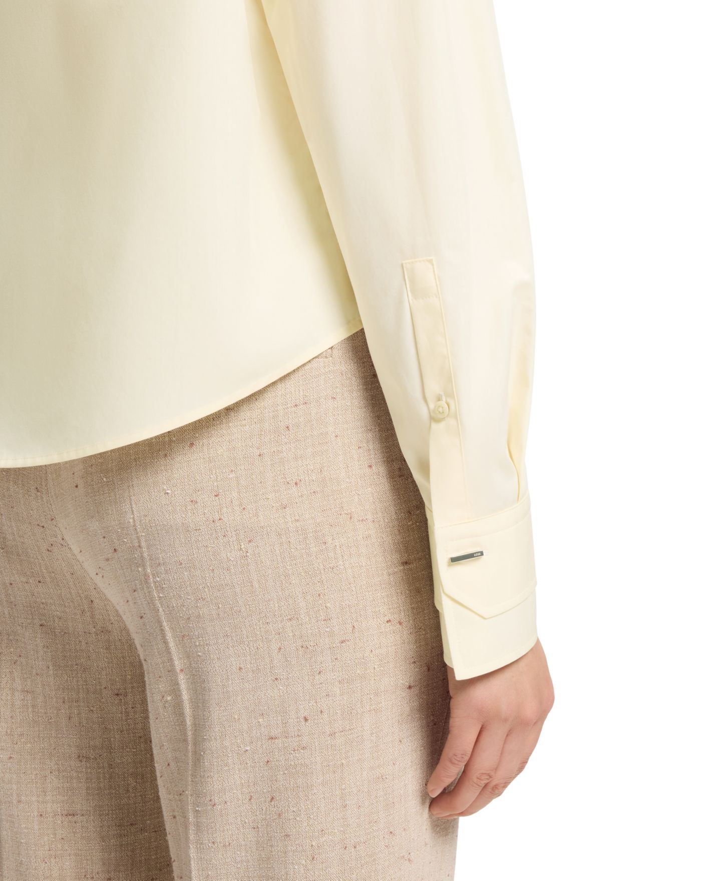 Женская блузка Hugo Boss BOSS by Cotton Poplin Regular-Fit, цвет: Бежевый — фото 5