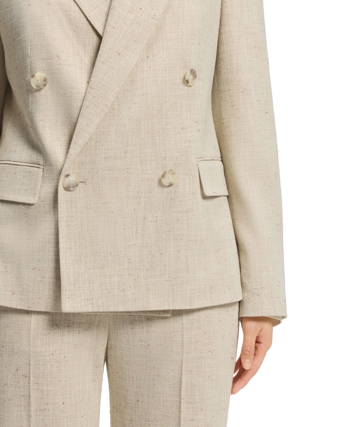 Женский пиджак Hugo Boss BOSS by Jaleto9 Double-Breasted Textured-Slub Blazer, цвет: Open — фото 6