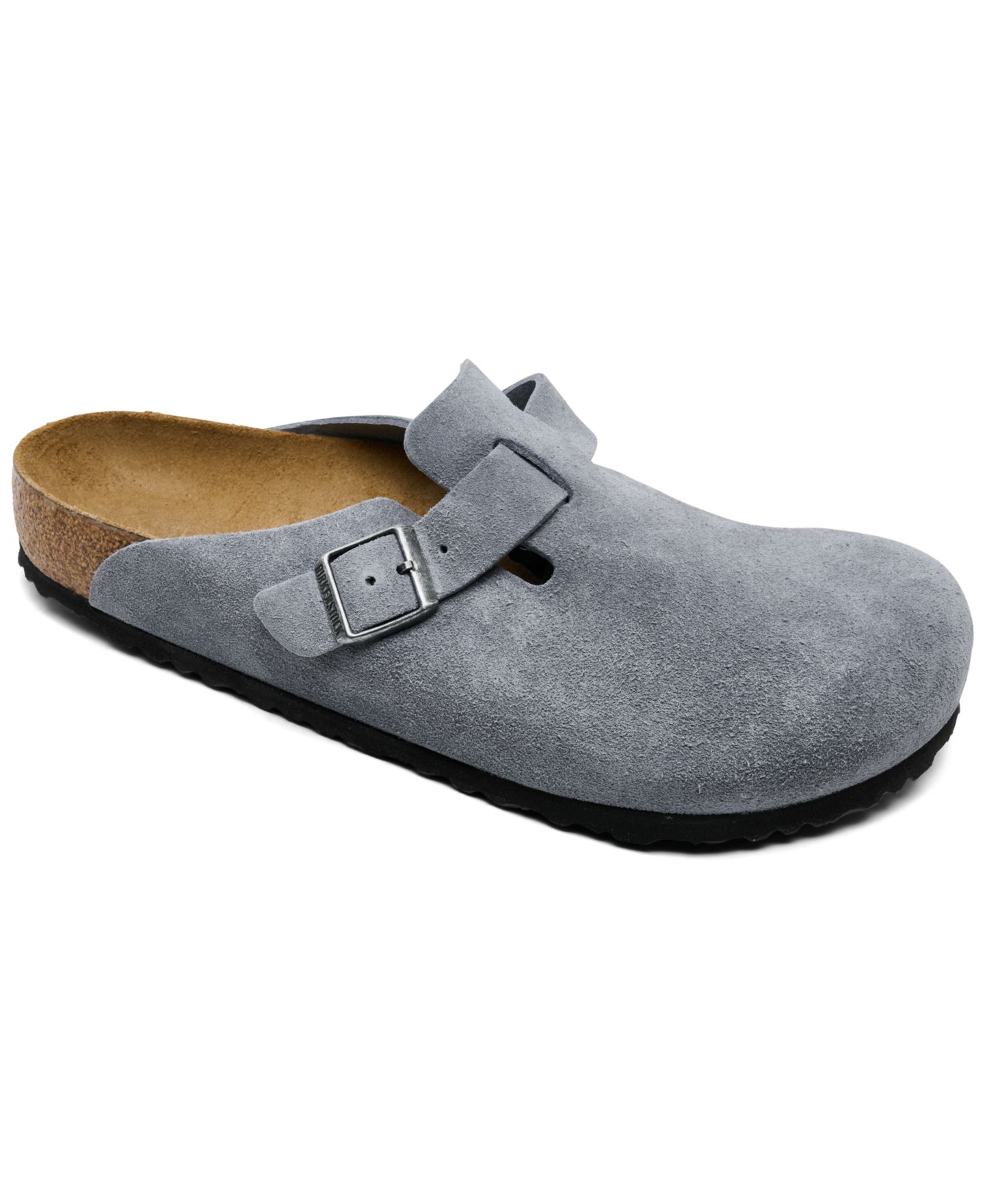 Мужские сабо Birkenstock Boston Suede Leather Slip-On, цвет: Каменный синий — фото 1