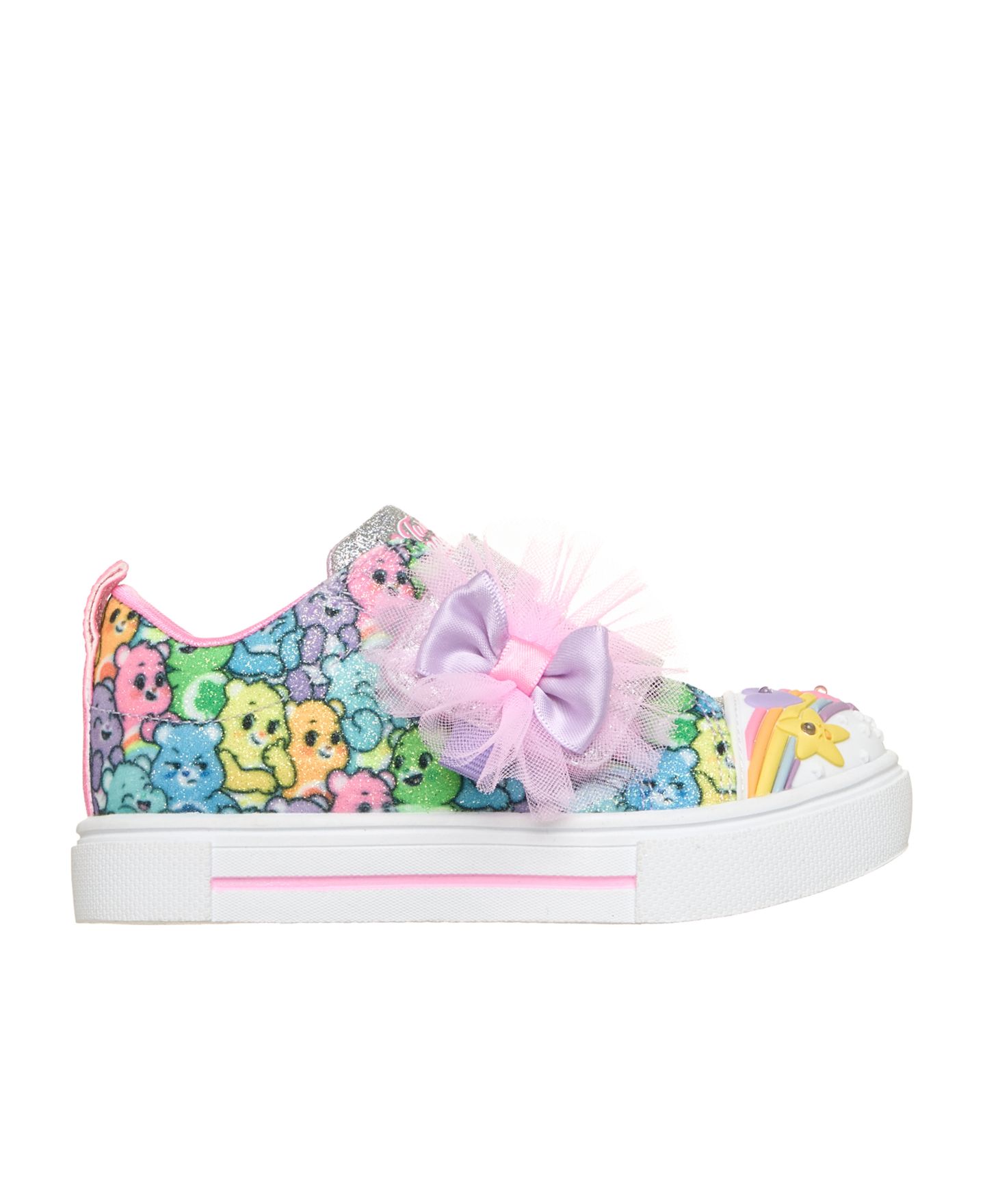 Детские кроссовки Skechers Twinkle Sparks Care Bears со светом для девочек, Finish Line, цвет: Серебристый / Разноцветный — фото 2