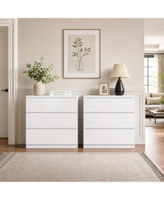 3 Drawer Dresser, 22.8"Wide Set of 2 Wood Chest of Drawers with Anti Tip Safety Kit, Smooth Sliding Drawers Storage Cabinet