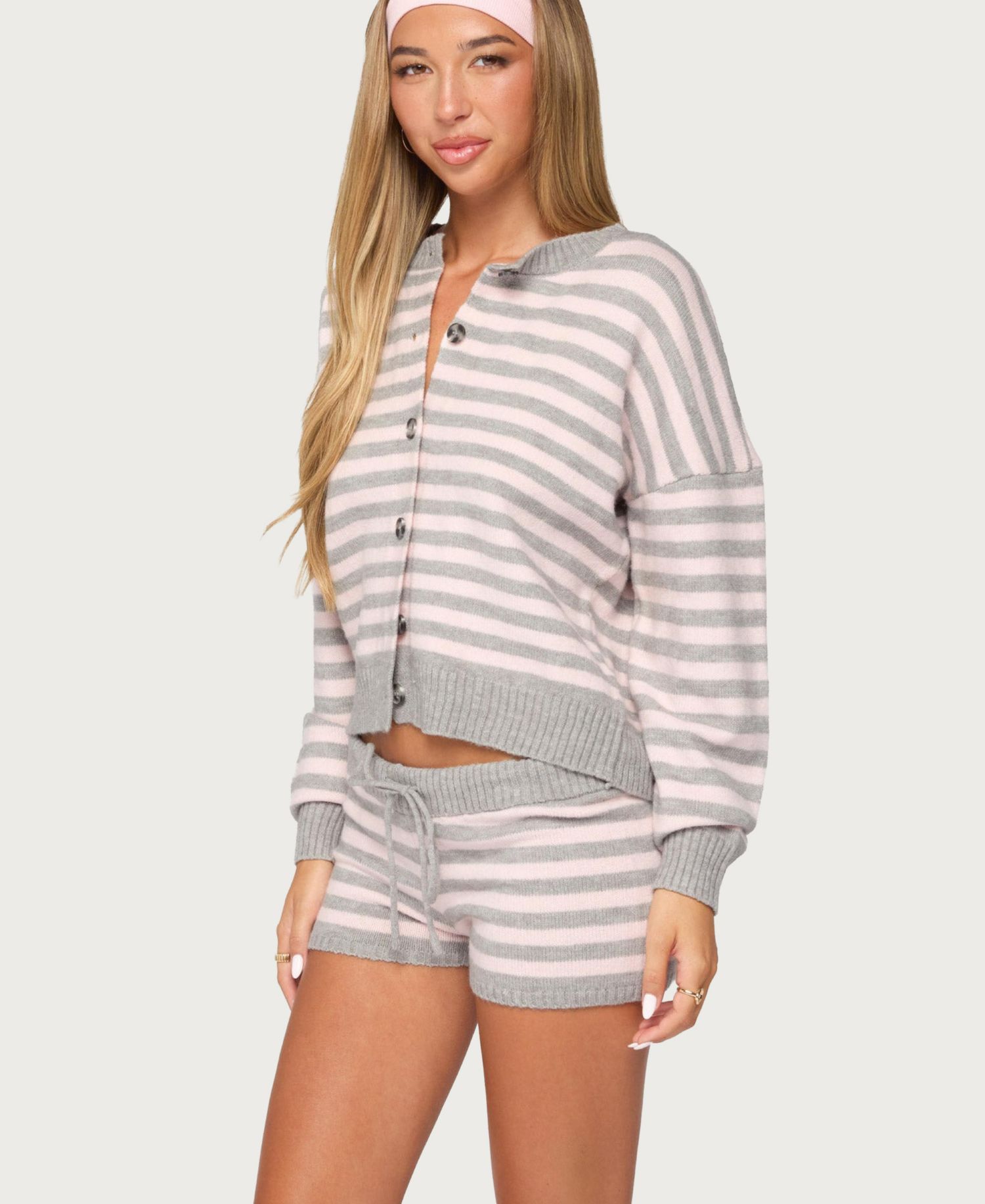 Women's Abra Striped Crewneck Crop Cardigan