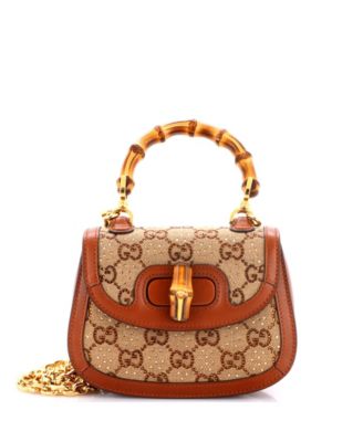 Mini Bamboo 1947 Top Handle Bag Crystal Embellished GG Canvas