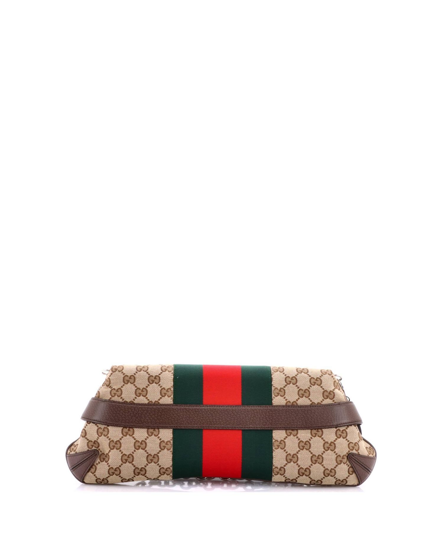 Medium Horsebit NM Web Chain Clutch GG Canvas