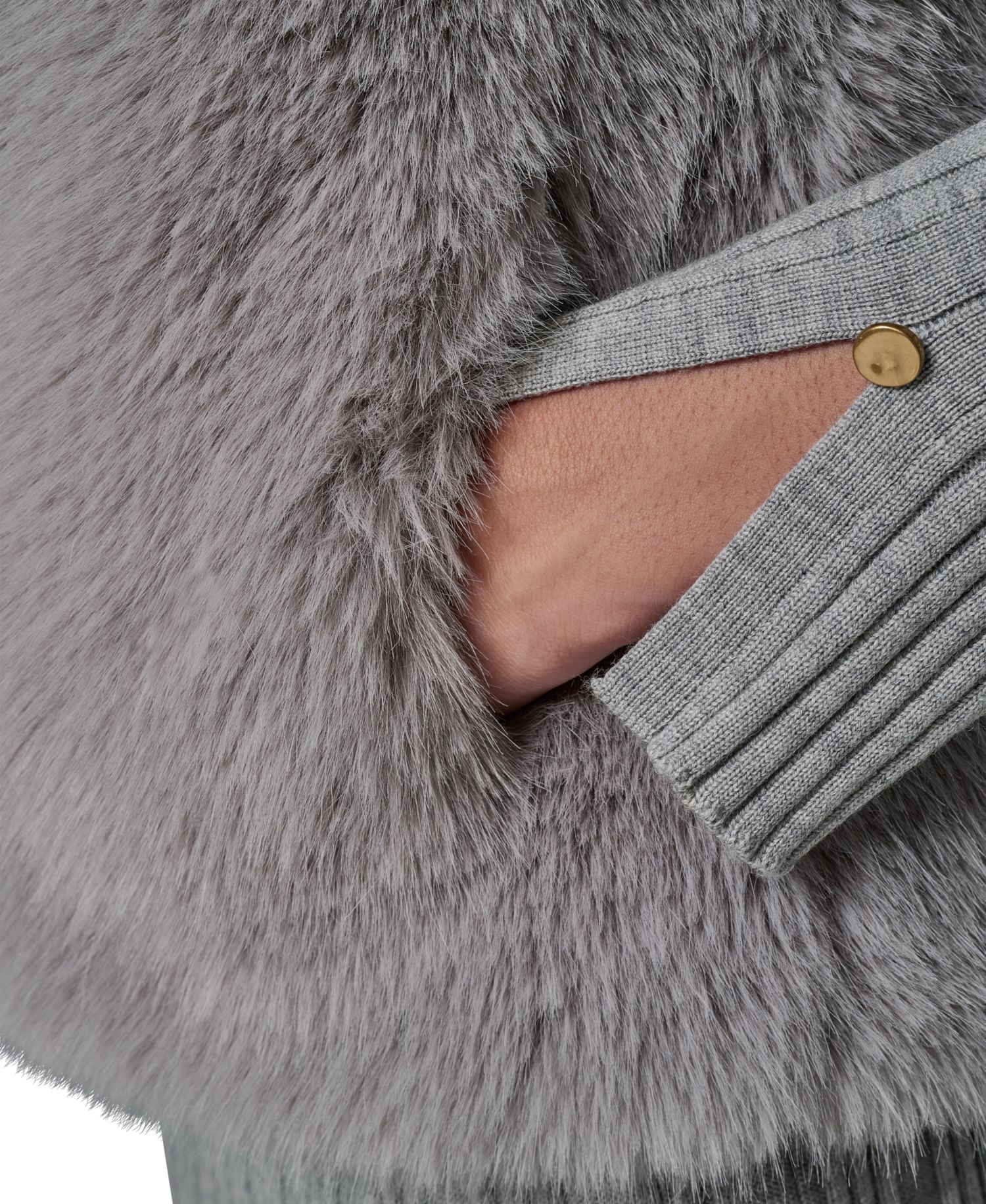 Petite Faux Fur Sleeveless Collared Vest