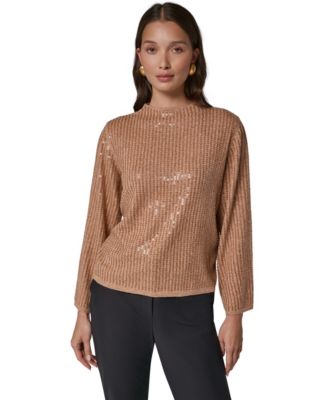 Women's Long-Sleeve Crewneck Sequin Sweater