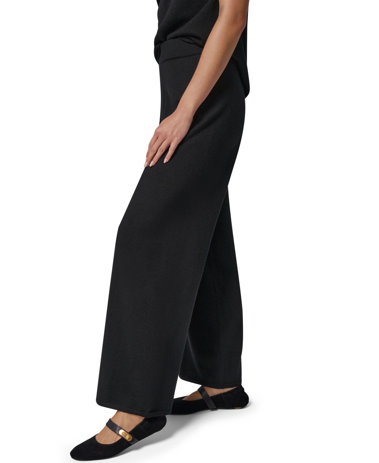 Женские брюки Donna Karan New York Wide-Leg High-Waisted Pull-On Wool, цвет: Чёрный — фото 3