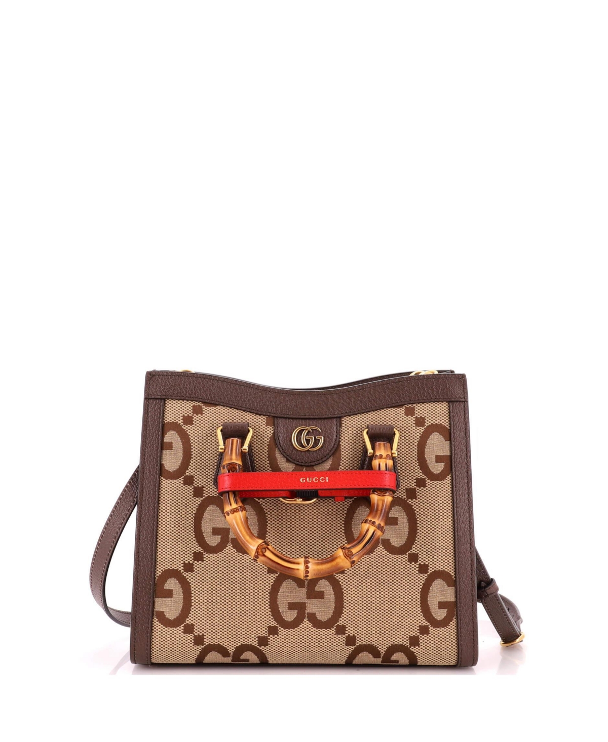Pre-Owned Gucci Small Diana Nm Bamboo Handle Tote Jumbo Gg Canvas