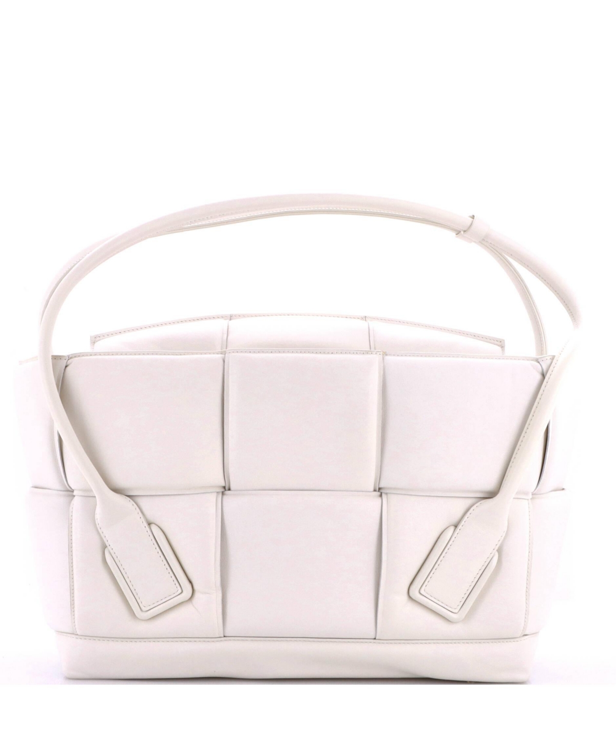 Pre-Owned Bottega Veneta Large Arco Bag Padded Maxi Intrecciato Leather - White