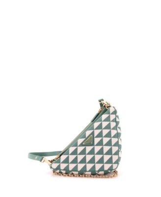 Mini Double Symbole Triangle Bag Leather and Jacquard