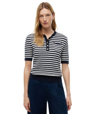 Women's Henley Neck Cotton Sweater