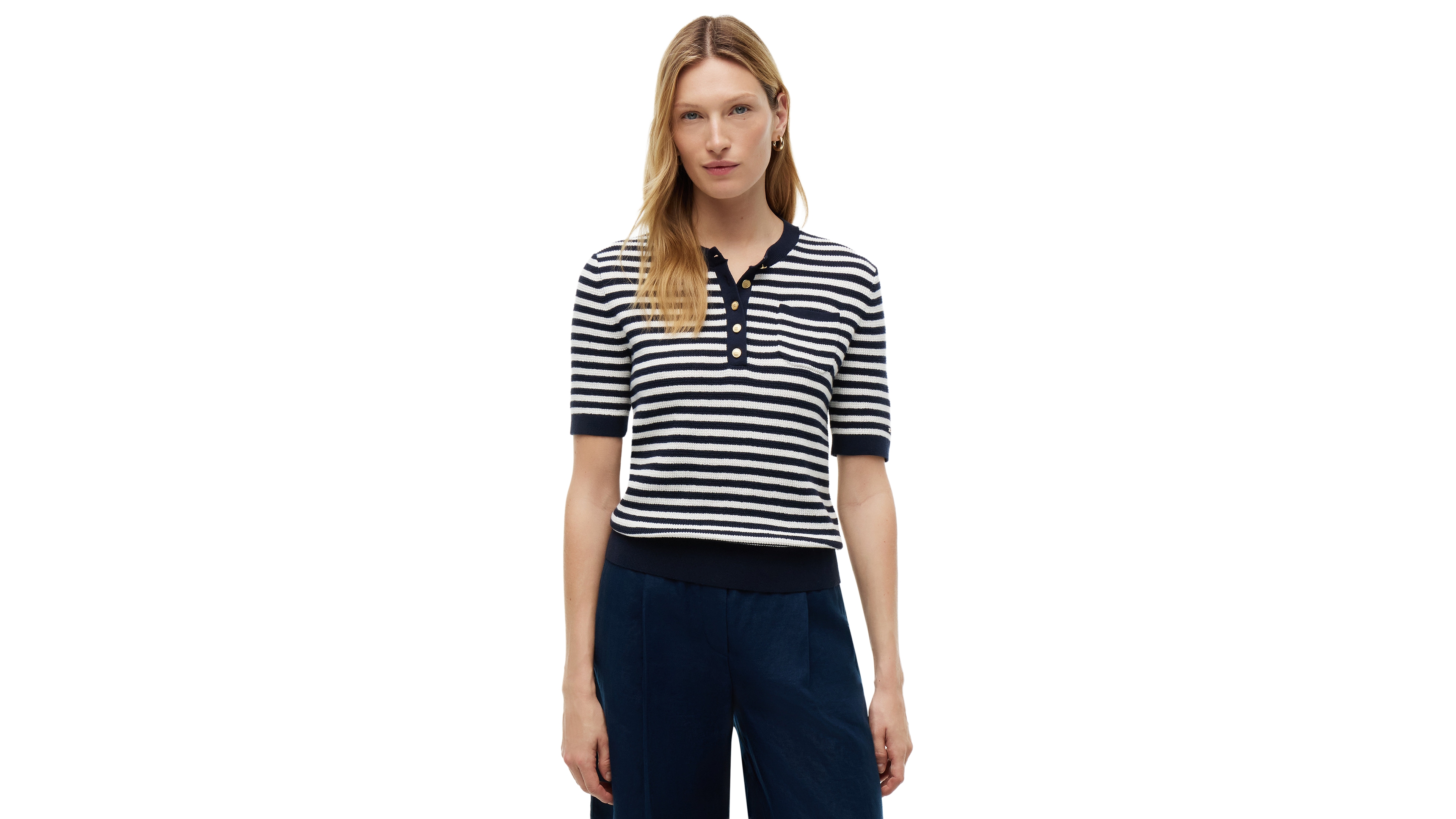 Tommy Hilfiger Women's Henley Neck Cotton Sweater
