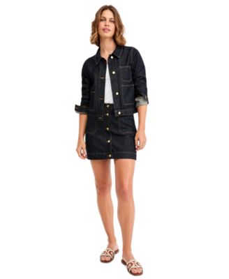 Women's Cotton Denim High-Rise Miniskirt