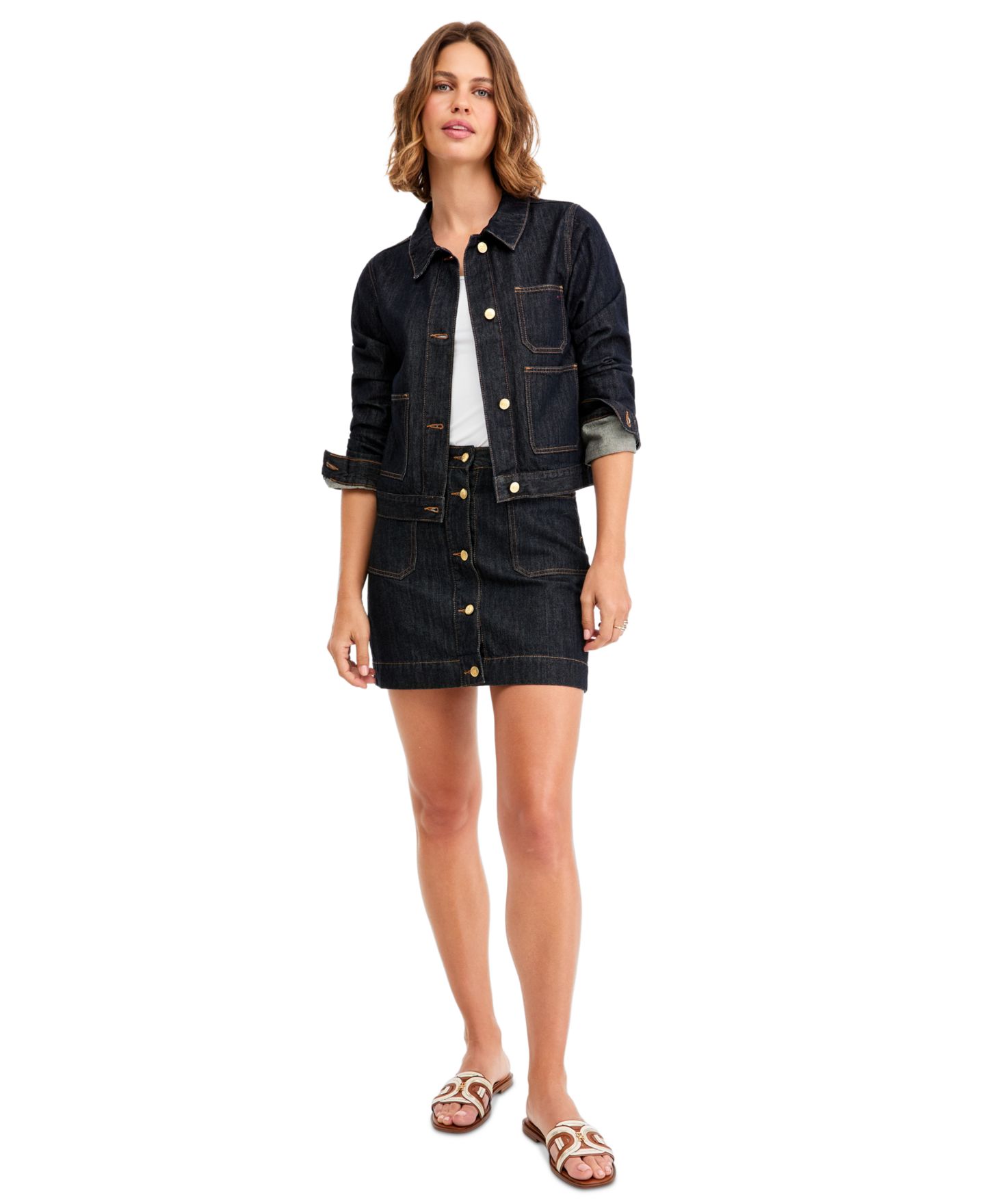 Женские юбки Tommy Hilfiger Cotton Denim High-Rise Miniskirt, цвет: Rinse — фото 1