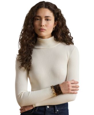 Women's Ribbed Slim-Fit Cotton-Blend Turtleneck Sweater