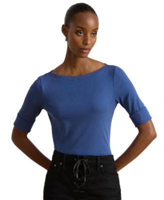 Stretch Cotton Boatneck T-Shirt