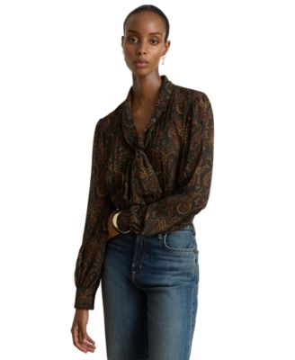 Women's Paisley Tie-Neck Blouse