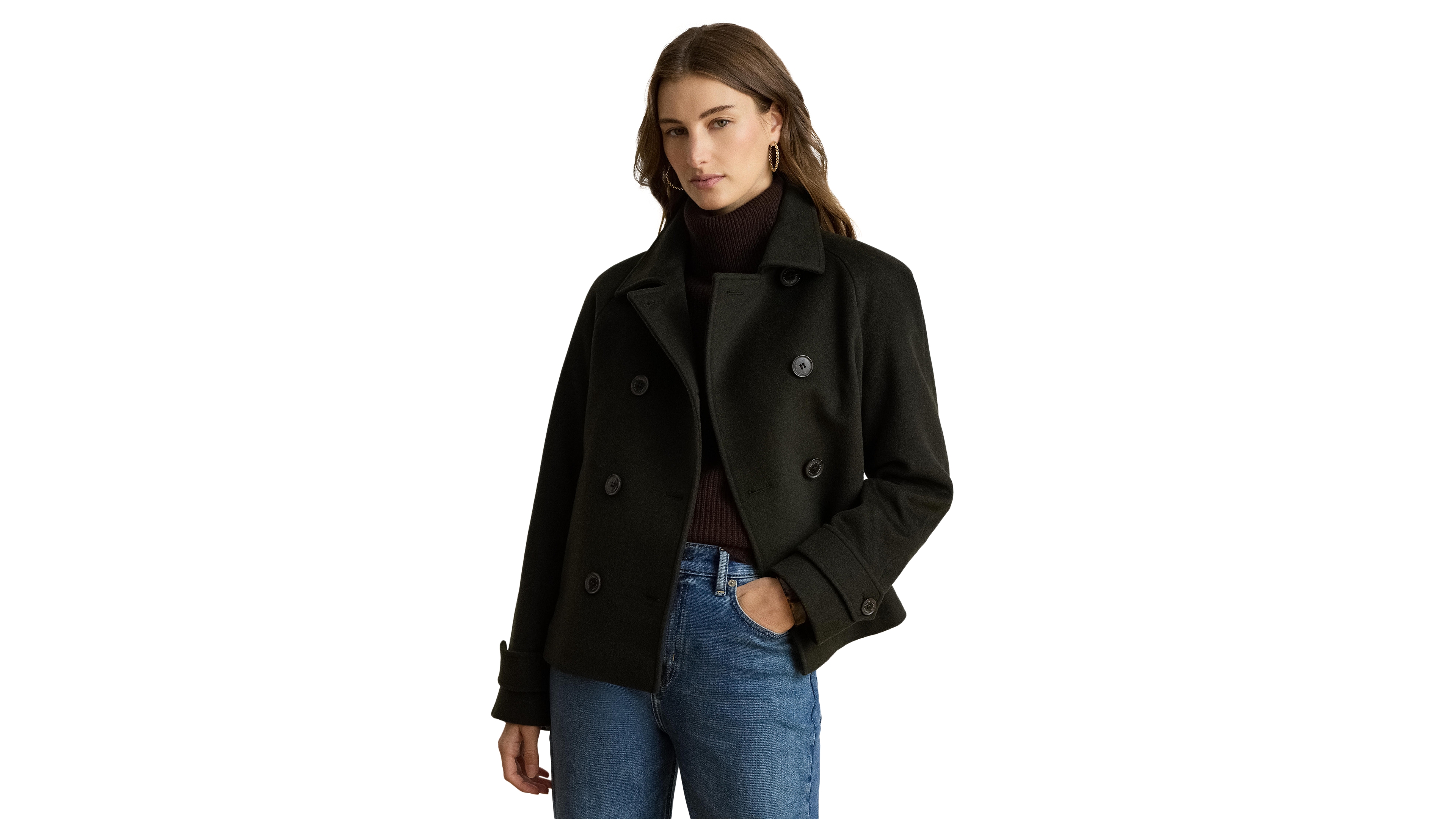 Lauren Ralph Women's Short Double Breasted Wool Coat