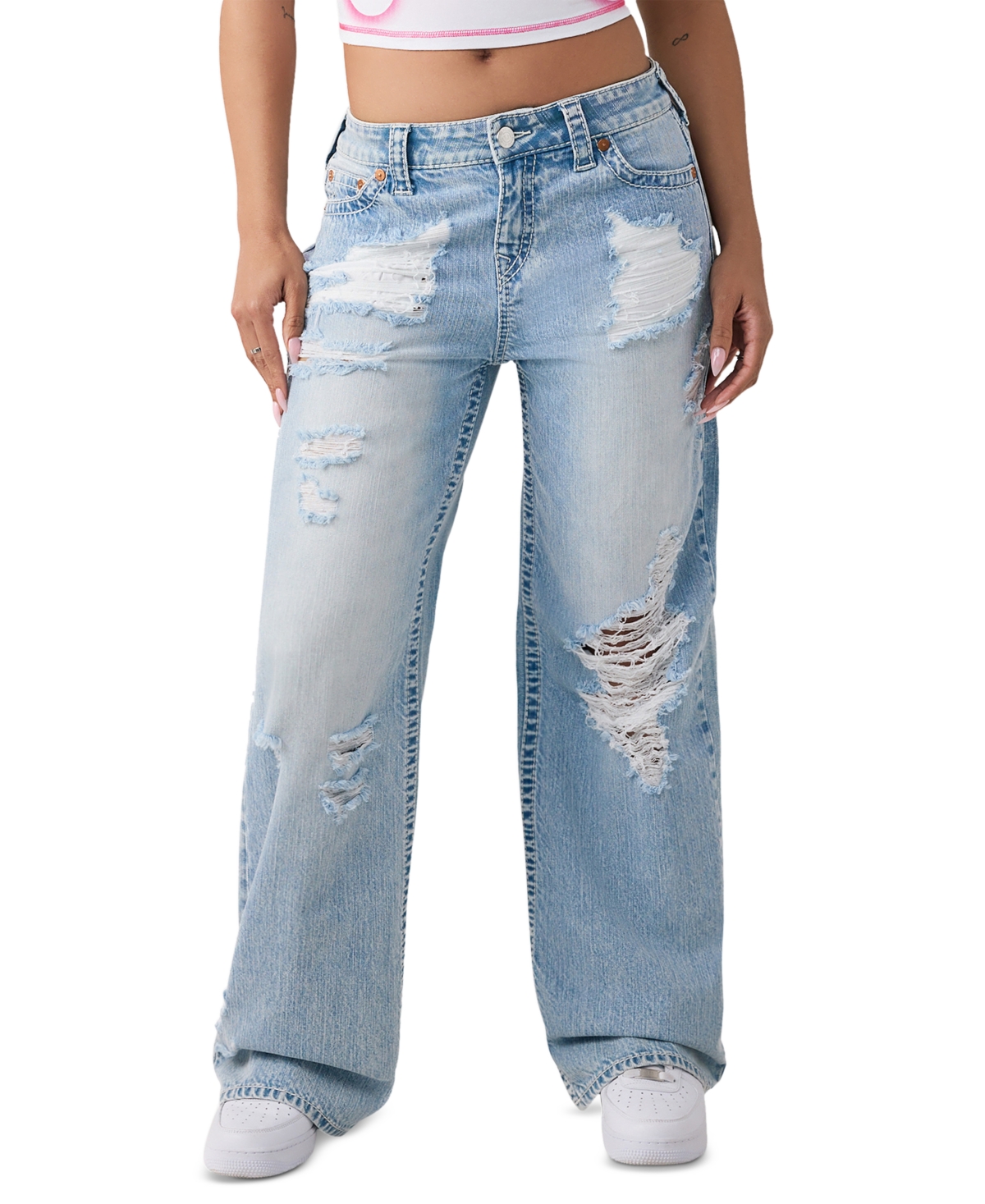 True Religion Women's Bobbi Baggy Distressed Big T Jeans