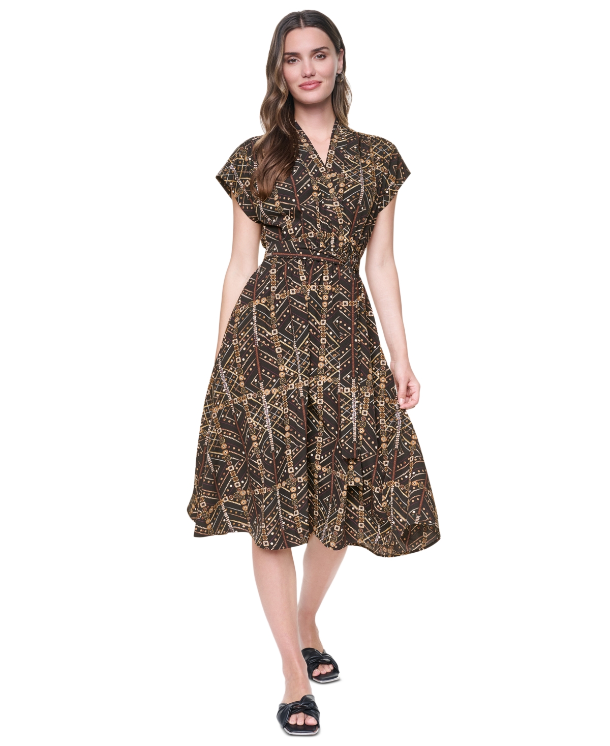 Dkny Women's Surplice Neck Faux-Wrap Midi Dress
