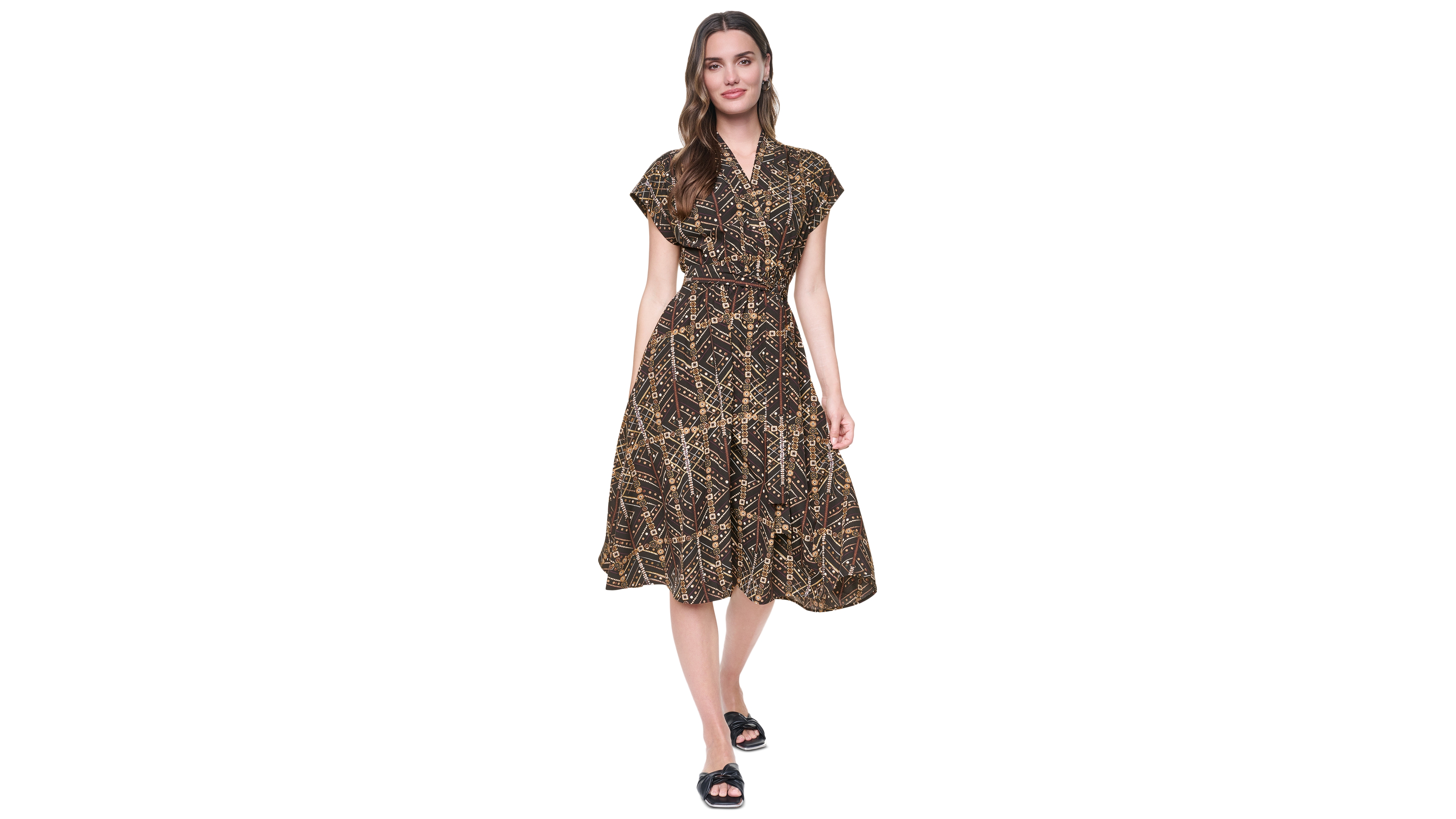 Dkny Women's Surplice Neck Faux-Wrap Midi Dress