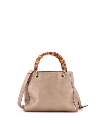 Small Bamboo Shopper Tote Leather