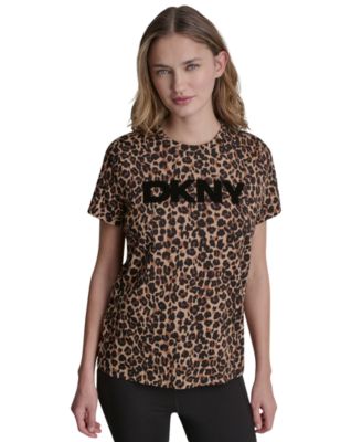 Women's Foil Logo Leopard Crewneck T-Shirt
