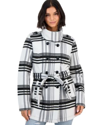 Women's Plaid Double-Breasted Belted Jacket