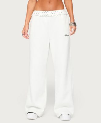 Women's Deila Polka-Dot Wide-Leg Sweatpants
