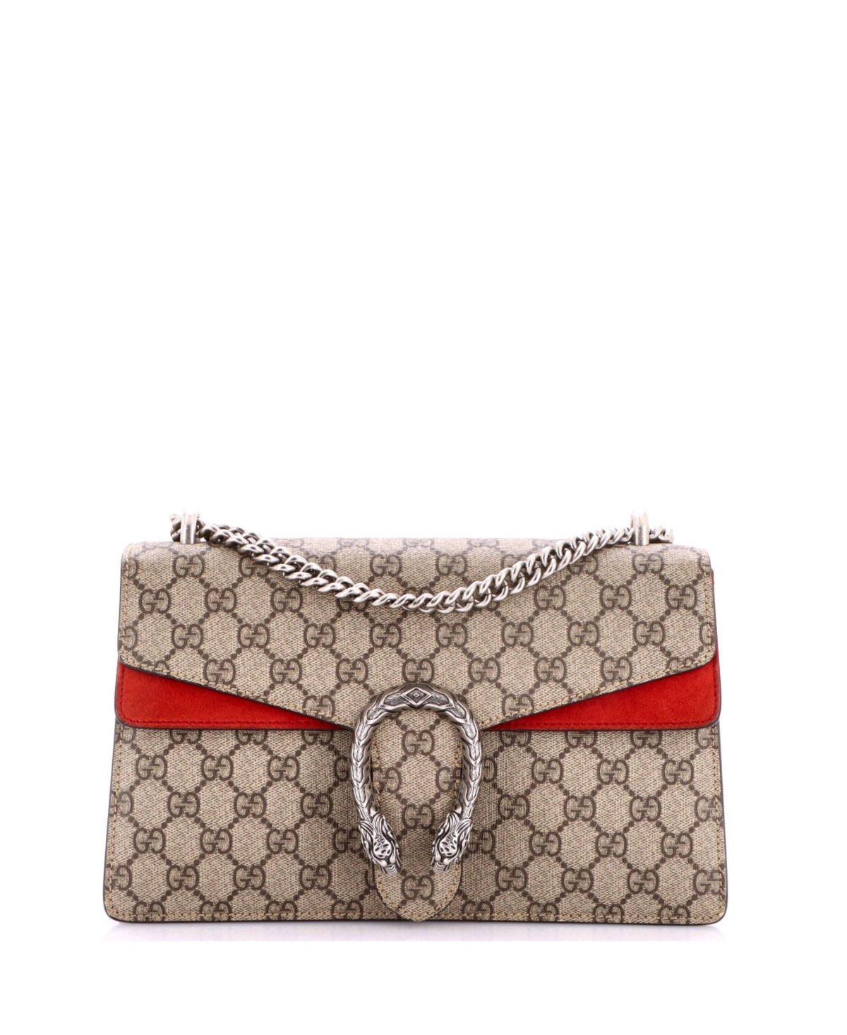 Pre-Owned Gucci Small Dionysus Bag Gg Coated Canvas - Red