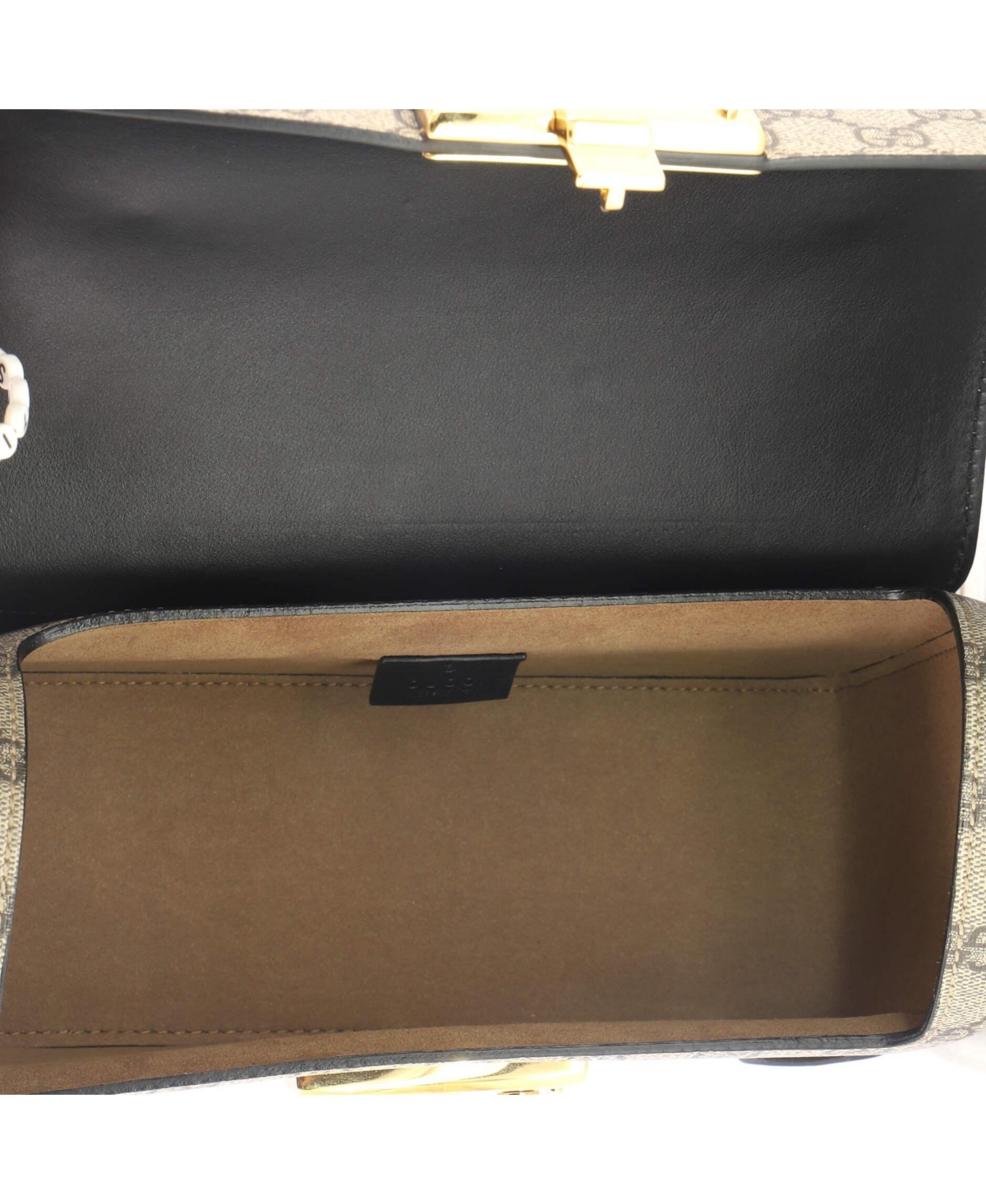 Pre-Owned Gucci Small Padlock Bamboo Shoulder Bag Gg Coated Canvas