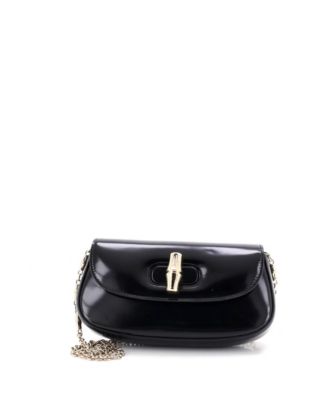 Small Bamboo Night Chain Clutch Leather