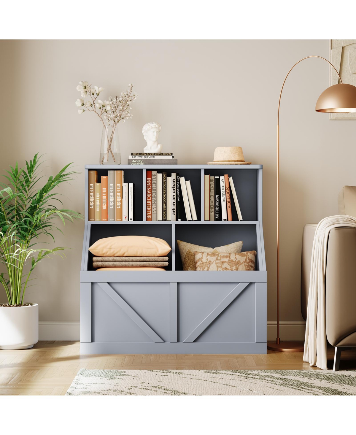 homfan Kids Bookshelf and Toy Storage Organizer, 36" Tall Engineered Wood with Multi Shelf Cabinet and Storage Bins, for Playroom Bedroom Nursery