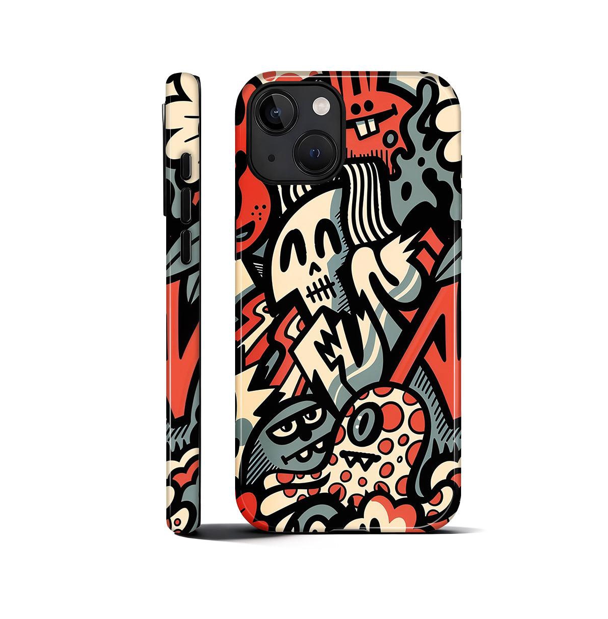 Lisen Phone Case Compatible with Apple iPhone 15 Plus, 2-Layer Durable, Skull Riot