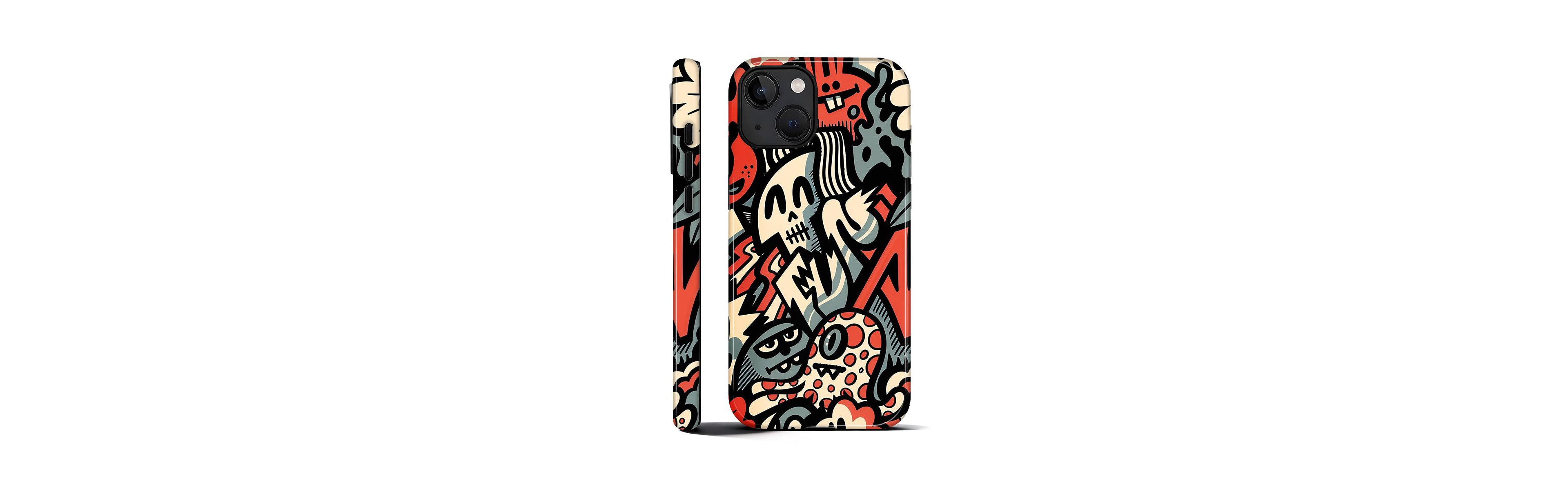 Lisen Phone Case Compatible with Apple iPhone 15 Plus, 2-Layer Durable, Skull Riot
