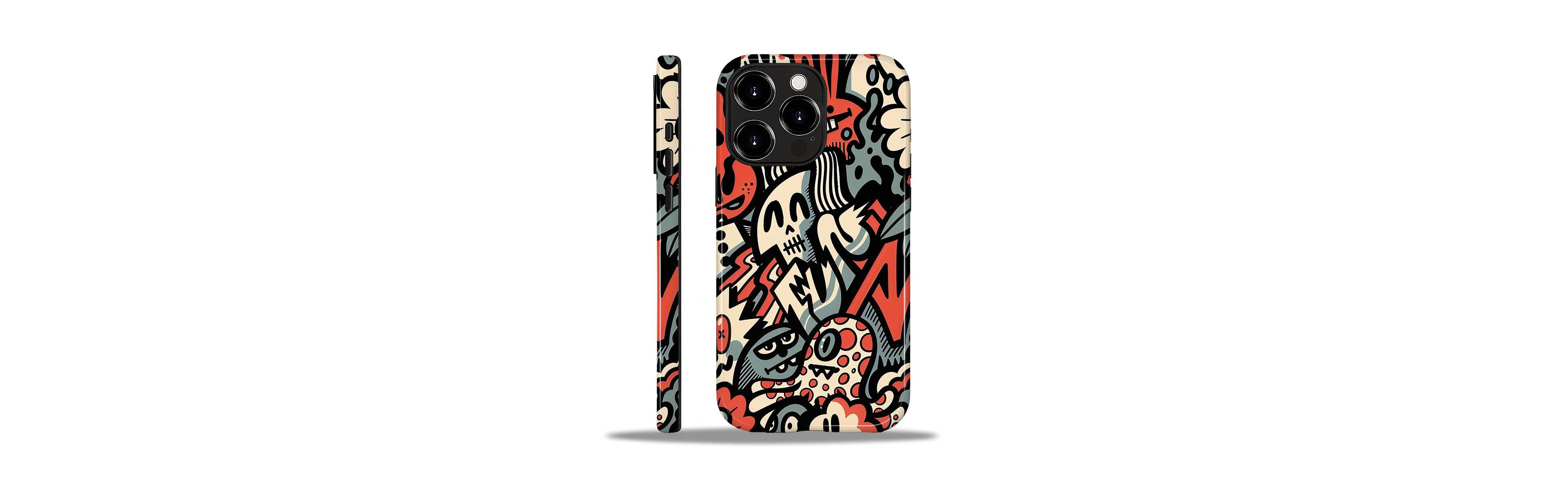 Lisen Phone Case Compatible with Apple iPhone 15 Pro, 2-Layer Durable, Skull Riot