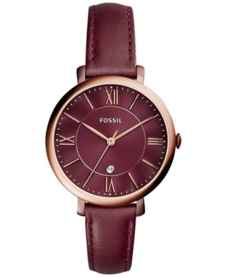 Fossil - Women's Jacqueline Red Leather Strap Watch 36mm ES4099